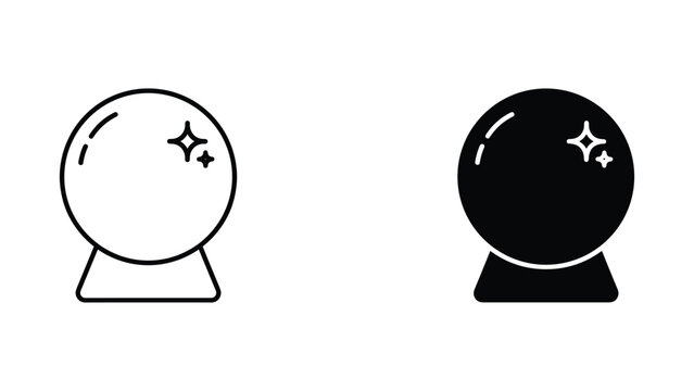 Magic crystal ball vector icons with sparkling stars