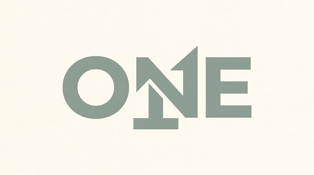 Minimalist typography logo design of the word ONE with arrow icon