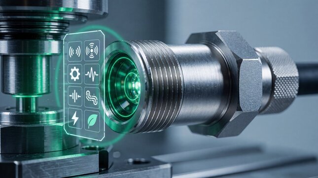 Industrial proximity sensor detecting metal component position for manufacturing and precision control