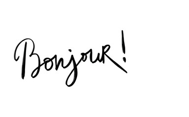 Aesthetic Bonjour minimalist French calligraphic lettering illustration. © Oleh