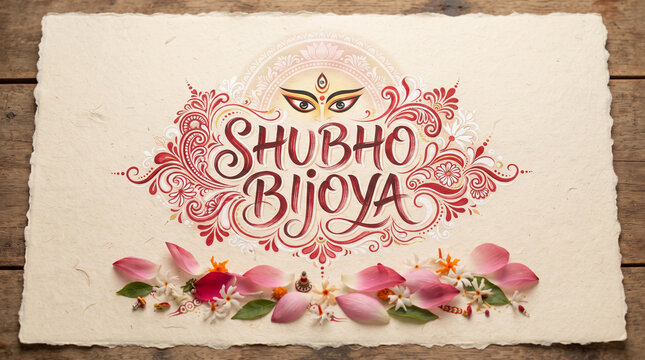 Shubho Bijoya Bengali Alpana Typography
