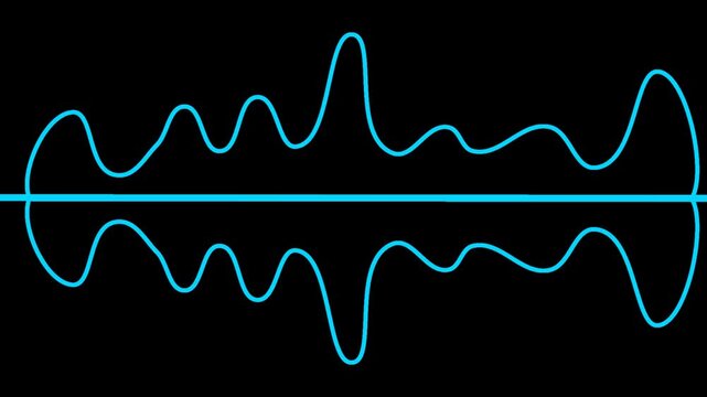Minimalist white audio waveform visualizer bars on a chroma key black background. Ideal for music videos and podcast overlays requiring a clean digital sound signal representation