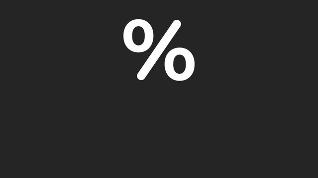 White percentage symbol on dark background. Minimalist design. Clean, modern look. Ideal for financial or discount themes. Perfect for marketing or statistics visuals