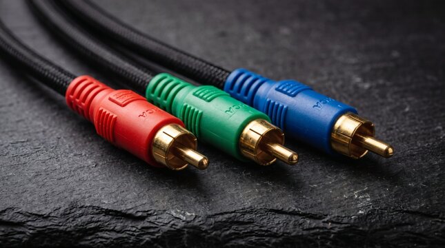 Three RCA Composite Video Cables Connected Together.