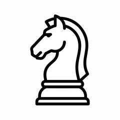 White chess knight piece profile icon with outline. © zmorrison