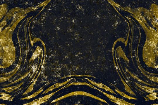 Dark grunge background with gold marble swirls, distressed frame composition, and rustic texture.