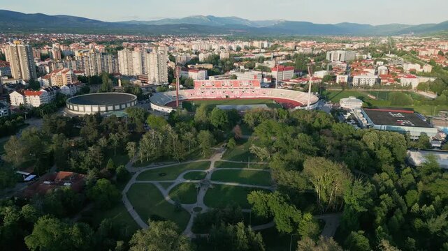 Aerial view of cair stadium in nis serbia