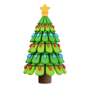 3d rendering icon Christmas tree illustration on transparent background