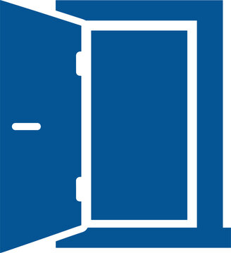Open blue door icon symbolizing opportunity and corporate success