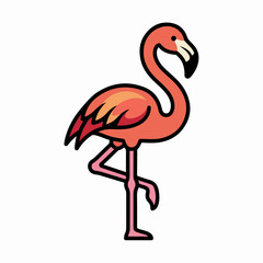 Obraz premium Stylized pink flamingo standing on one leg vector.