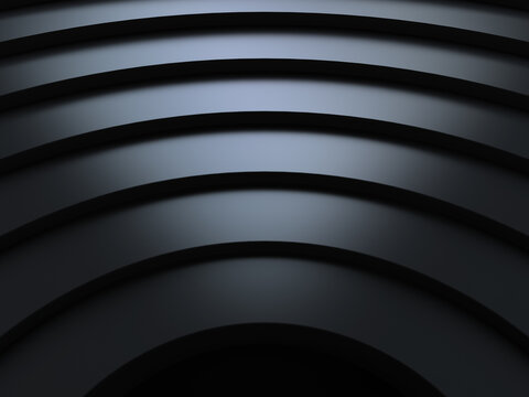Abstract Black Concentric Circular Layers Background, 3D Rendering