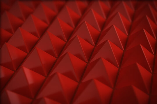 Abstract Red Geometric Pyramid Pattern Background, 3D Rendering