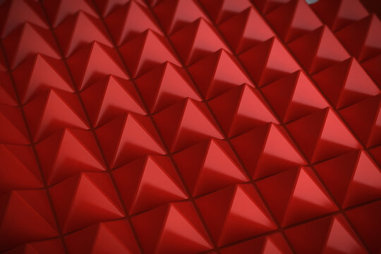 Abstract Red Geometric Pyramid Pattern Background, 3D Rendering