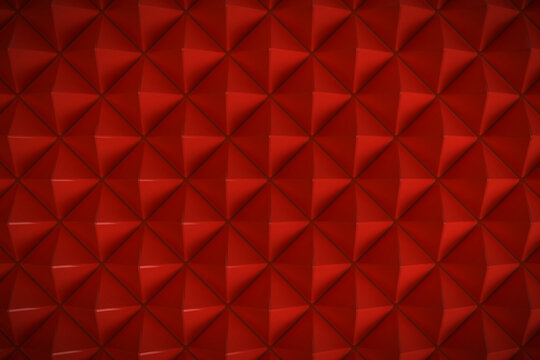 Abstract Red Geometric Pyramid Pattern Background, 3D Rendering