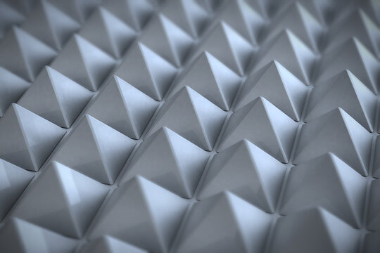 Abstract White Geometric Pyramid Pattern Background, 3D Rendering