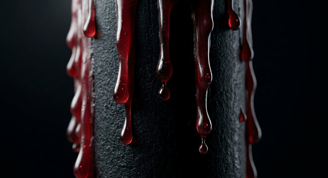 Dripping Red Wax on Black Candle