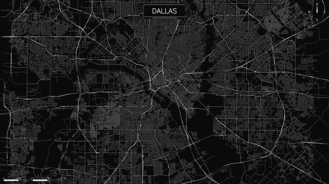 intricate road network of Dallas expanding across a dark, minimalist background, loopable animation