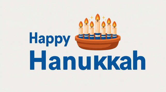 Happy Hanukkah greeting card with menorah, glowing candles and elegant floral decorations, ideal for Jewish holiday invitations, festive banners, social media and seasonal designs