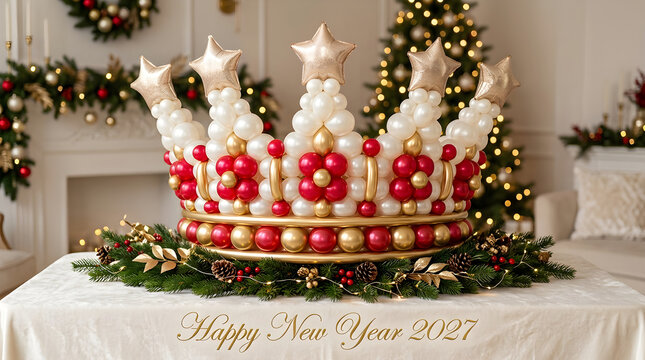 A stunning and elaborate new year's eve and christmas tiered dessert display featuring macarons festive decorations and a