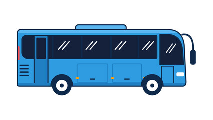 Blue midi tourist coach bus in flat outline style © Nirob Kumar
