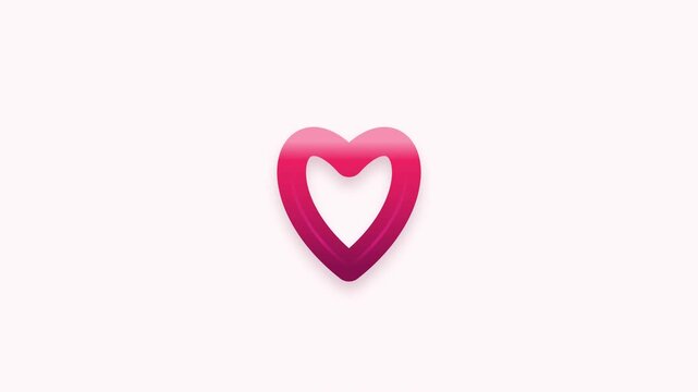 Elegant pink awareness ribbon where two symmetrical lines gracefully emerge from the bottom and join together at the top to form a heart symbol, with perfectly matched entrance/exit tempo and smooth e
