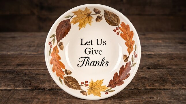 Thanksgiving Dinner Plate with Let Us Give Thanks Message