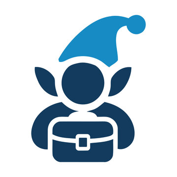 Professional Blue Elf Character Logo, Corporate Worker and Business Mascot Vector Icon