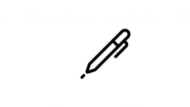 Pen write stationery outline icon looping animation, writing tool symbol motion graphic for education, office and signature presentation design use