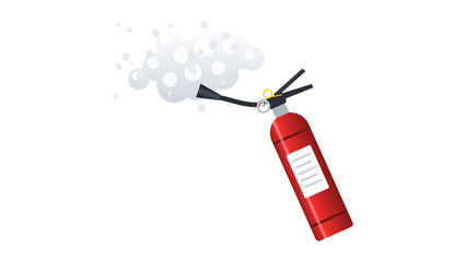 Obraz premium Glossy red fire extinguisher spraying foam