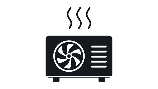 Heat pump black glyph icon with heat waves