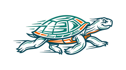 Fototapeta premium Fast Cartoon Turtle Running Isolated