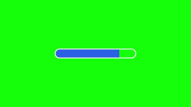 Blue loading bar progress animation on green screen chroma key background, for ui progress, bar blue loader