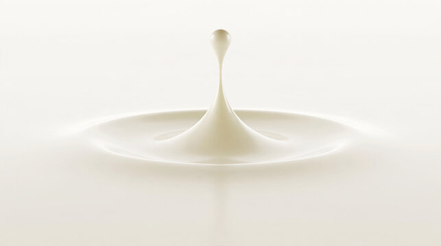 乳白色の液体が細く伸びる抽象的なスプラッシュと波紋の3DCG背景 Abstract 3D background of an off-white liquid splash stretching upward with soft ripples