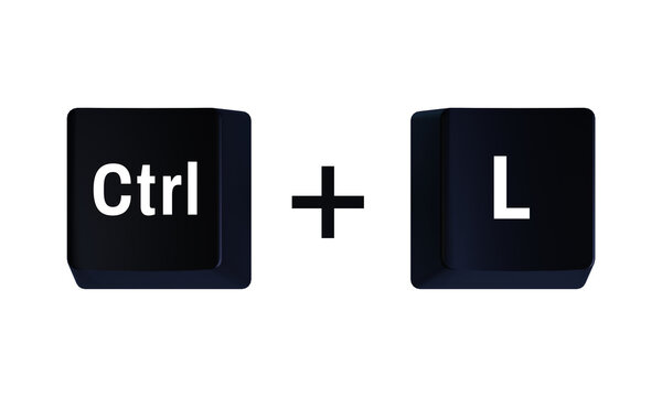 3D keyboard shortcut Ctrl L keys isolated on transparent background for computer interface, editing workflow, productivity, and digital navigation