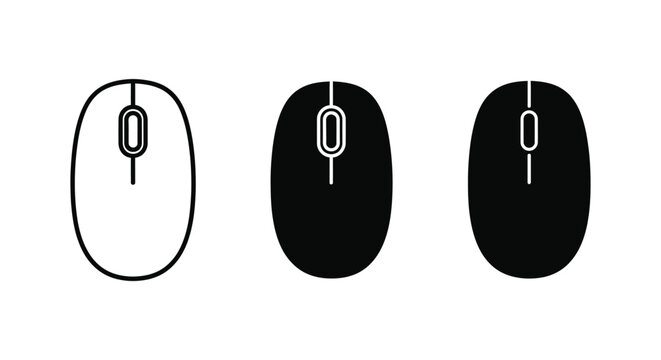 Minimalist mouse icon set with scroll wheel