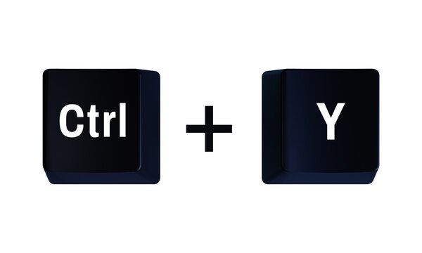 3D keyboard shortcut Ctrl Y key combination isolated on transparent background for redo command text editing computer productivity and workflow