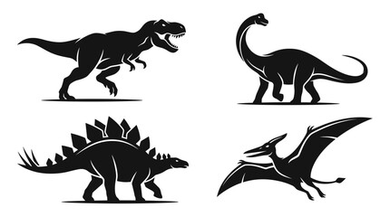 Collection of four prehistoric dinosaur silhouettes © ardian