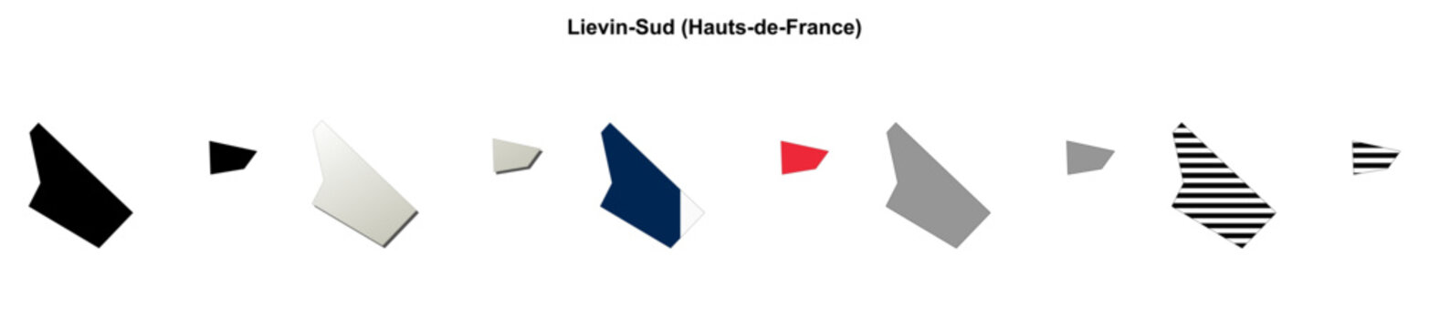 Lievin-Sud (Hauts-de-France) blank outline map set
