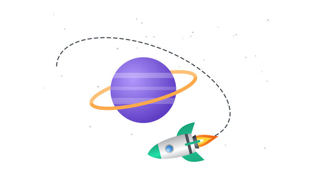 Rocket orbiting a ringed planet
