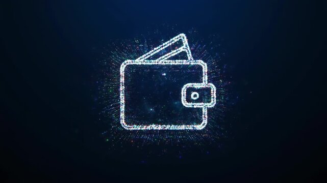Digital wallet icon forming from particles