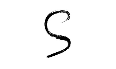 Fototapeta premium Black Hand Drawn Brush Stroke S Curve Line on White Background