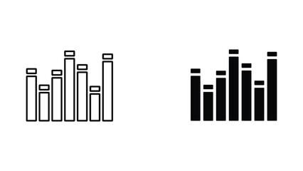 Obraz premium Abstract bar chart metrics icons in outline and bold solid designs