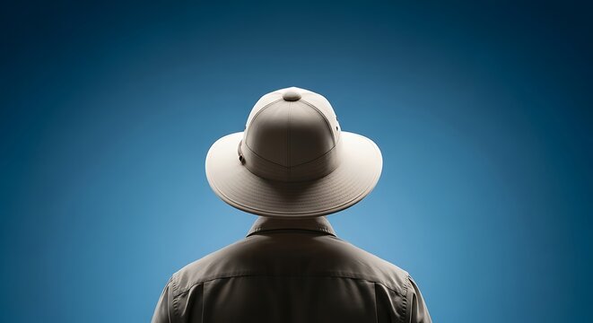 men wearing a safari style hat on blur background