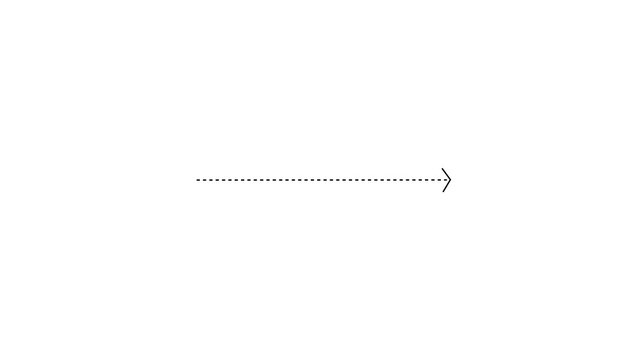 Minimalist animated dotted line arrow pointing right on white background, animation direction motion