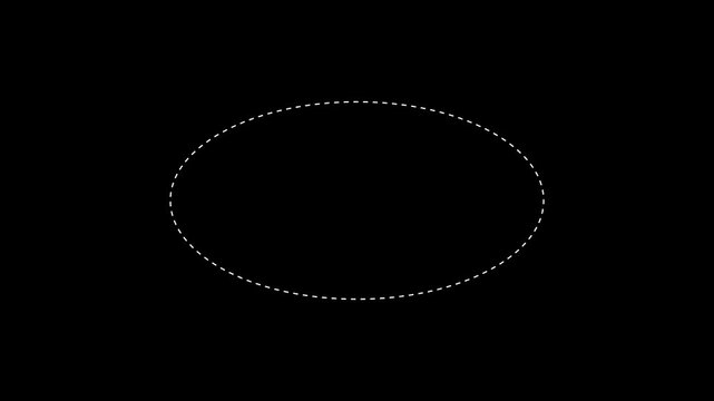 Animated white dashed ellipse loading on black background, for ui animation, circle