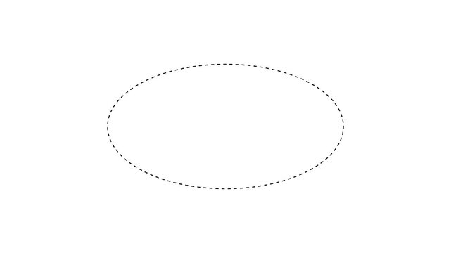 Minimalist animated dotted oval shape outline on white background, for motion circle, ellipse dashed