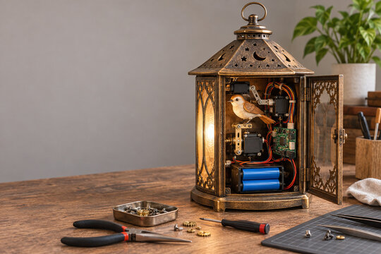 Animatronic Bird Lantern Reveals Mechanical Interior