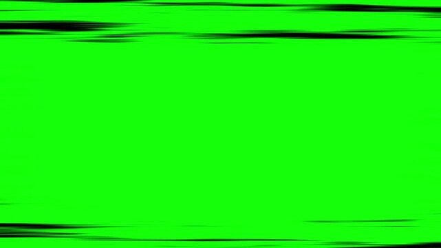Manga, Anime, and Cartoon-Style Horizontal Speed Lines at the Top and Bottom of the Screen, Fast Motion Effect Decoration with Green