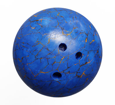 Marble bowling ball on transparent background. Training, practice, competition and tournament. High resolution PNG. 3d render