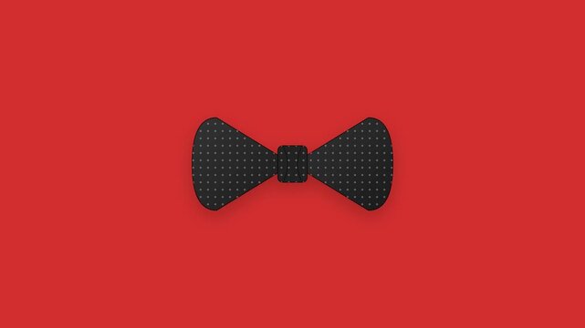 Formal Charcoal Polka Dot Bow Tie Adjusting on Vibrant Red Background Motion Graphic